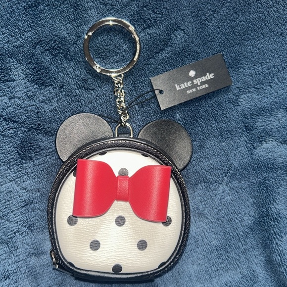 Kate Spade Black and White Polka Dot Coin Purse with Red Bow - Picture 2 of 7